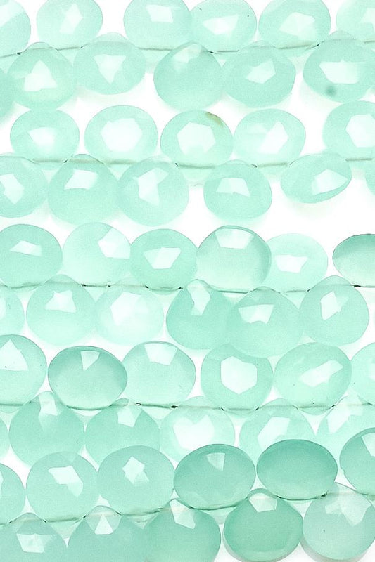 Chalcedony Blue Heart Faceted Heat Treated Beads