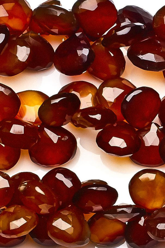 Chalcedony Brown Heart Faceted Heat Treated Beads