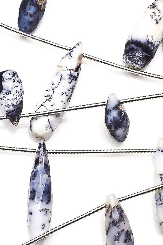 Zebra Jasper White / Black Drop Faceted Natural Beads