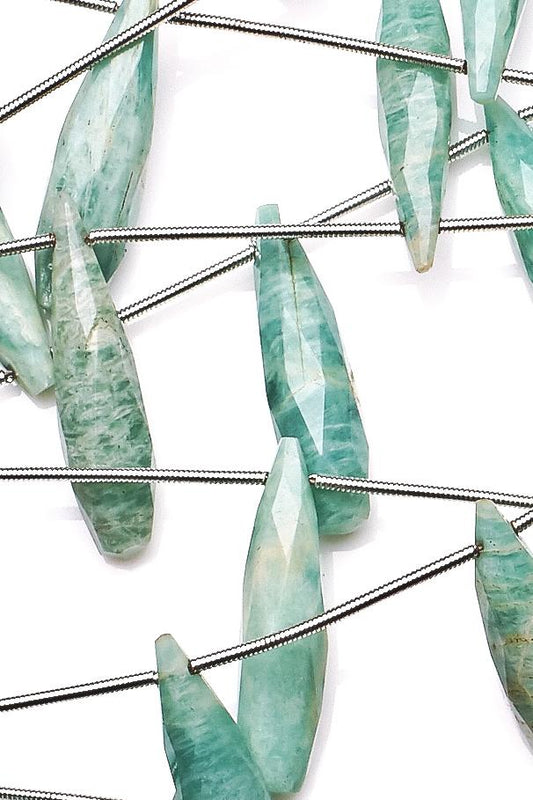 Amazonite Green Long Drop Faceted Natural Beads