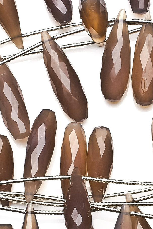 Grey Moonstone Grey Drop Faceted Natural Beads