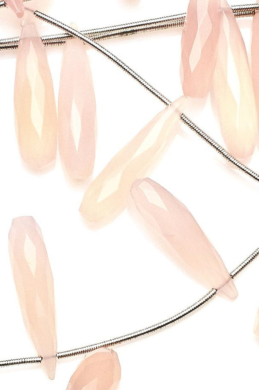 Chalcedony Pink Drop Faceted Heat Treated Beads