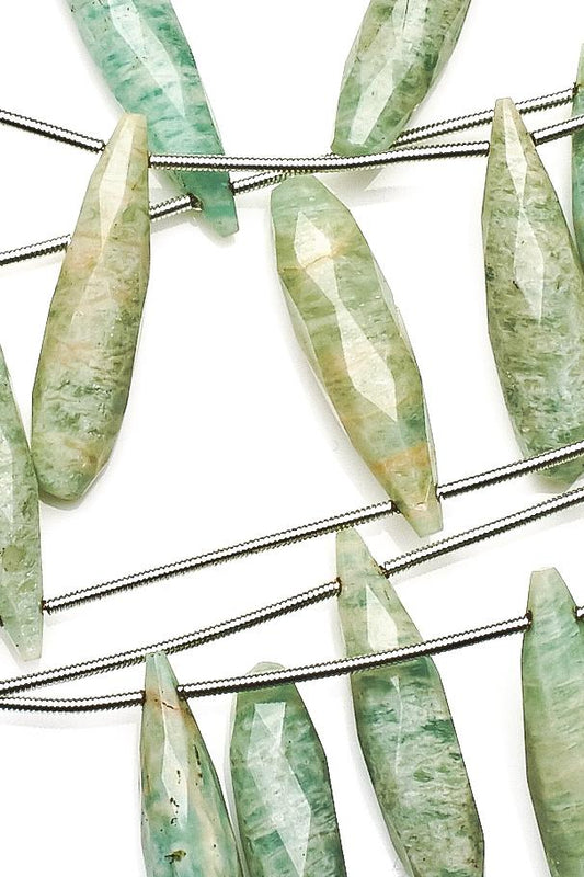 Amazonite Green Long Drop Faceted Natural Beads