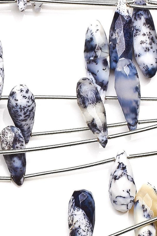 Zebra Jasper White / Black Pear Faceted Natural Beads