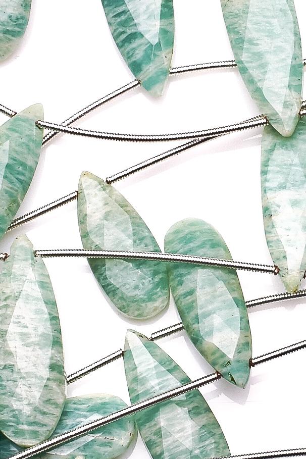 Amazonite Green Long Pear Faceted Natural Beads