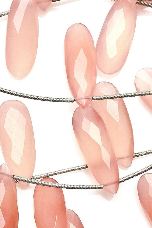Chalcedony Pink Pear Faceted Heat Treated Beads