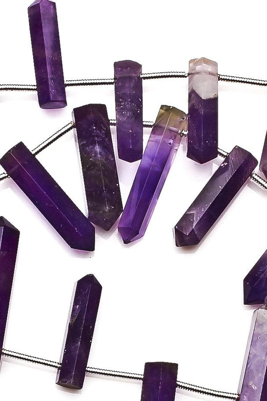 Amethyst Purple Pencil Faceted Natural Beads