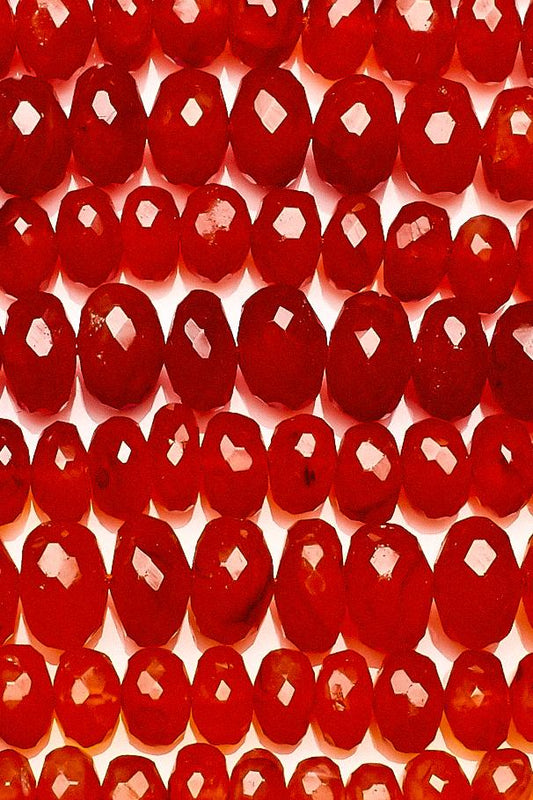 Carnelian Orange Rondelle Faceted Natural Beads