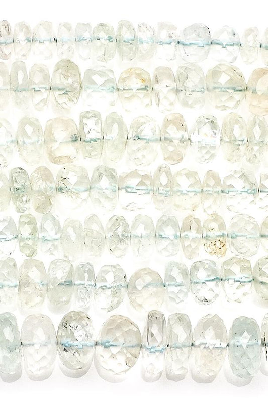 Aquamarine Aqua Color Rondelle Faceted Natural Beads