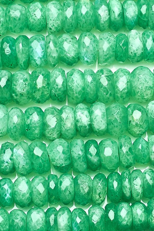 Moonstone Green Rondelle Faceted Coated Beads