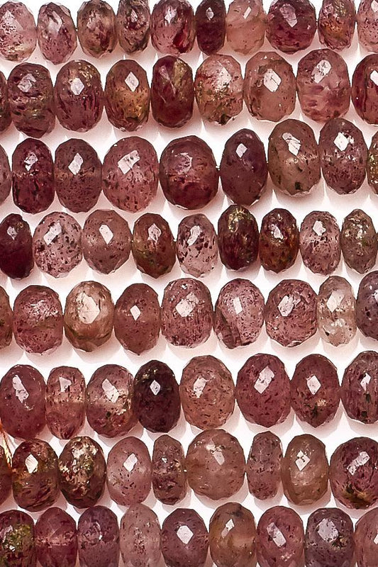 Strawberry Quartz Pink Rondelle Faceted Natural Beads