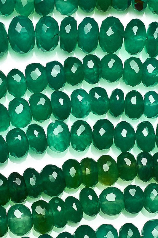 Green Onyx Green Rondelle Faceted Natural Beads