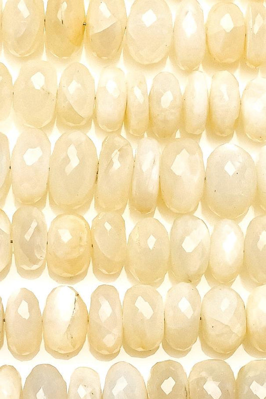 Moonstone White Rondelle Faceted Mystic Coating Beads