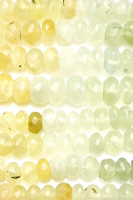 Prehnite Light Green Rondelle Faceted Natural Beads