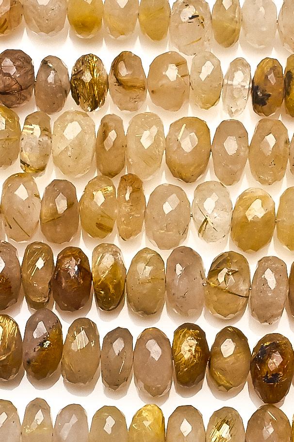 Rutile Shaded Yellow Rondelle Faceted Natural Beads