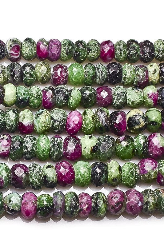Ruby Zoisite Green Rondelle Faceted Natural Beads