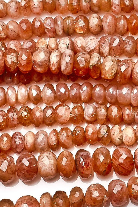 Sunstone Brown Rondelle Faceted Natural Beads