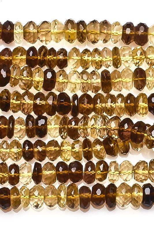 Bio Lemon Shded Yellow Rondelle Faceted Natural Beads