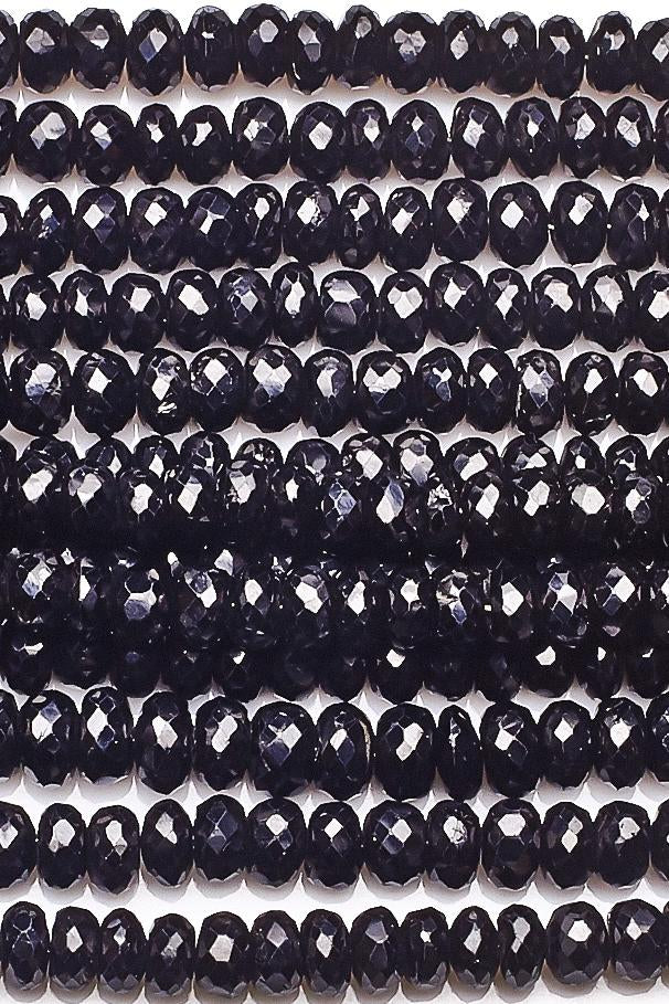 Black Spinel Black  Rondelle Faceted Natural Beads