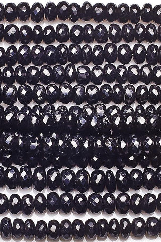 Black Spinel Black  Rondelle Faceted Natural Beads