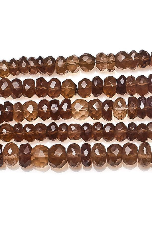 Smoky Quartz Brown Rondelle Faceted Natural Beads