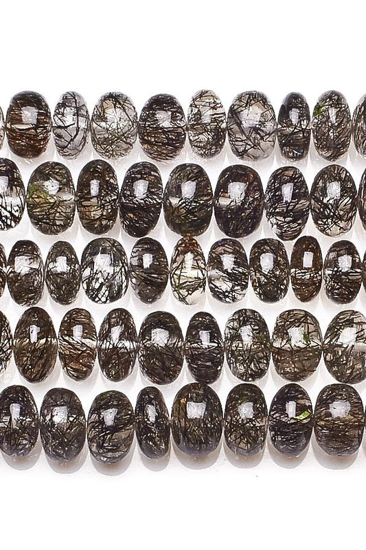 Black Rutile Black Rondelle Smooth Natural Beads