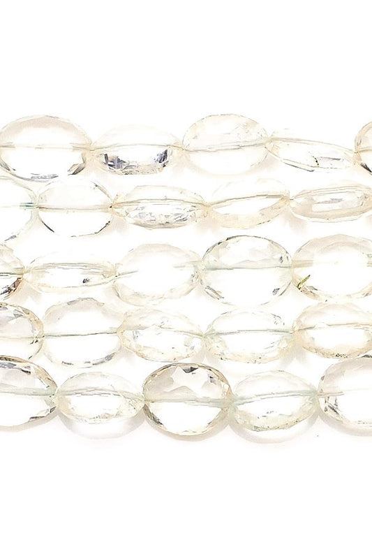 Crystal Quartz Clear Oval Faceted Natural Beads