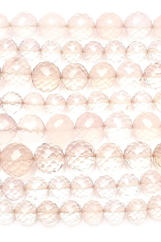 Rose Quartz Pink Round Faceted Natural Beads