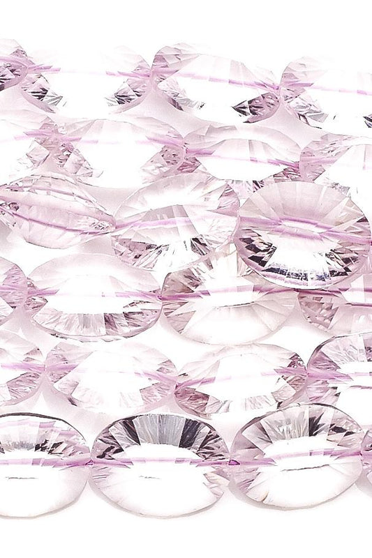 Pink Amethyst Pink Oval -Laser Cut Faceted Natural Beads