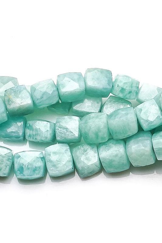 Amazonite Green Cube Faceted Natural Beads
