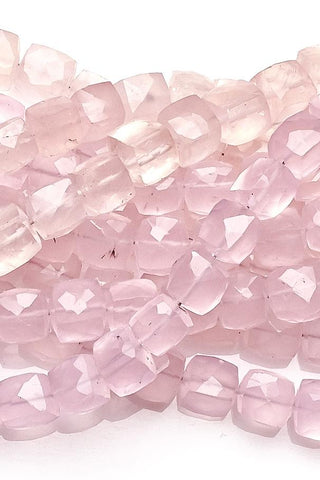 Rose Quartz Pink Cube Faceted Natural Beads