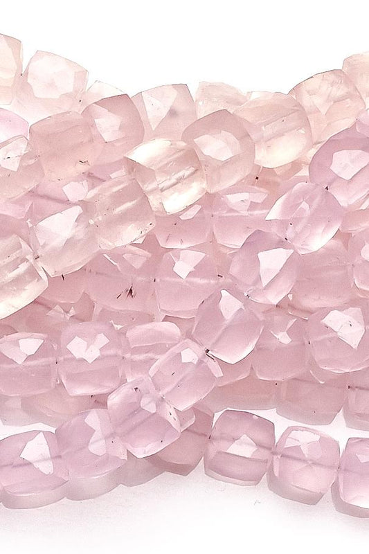 Rose Quartz Pink Cube Faceted Natural Beads