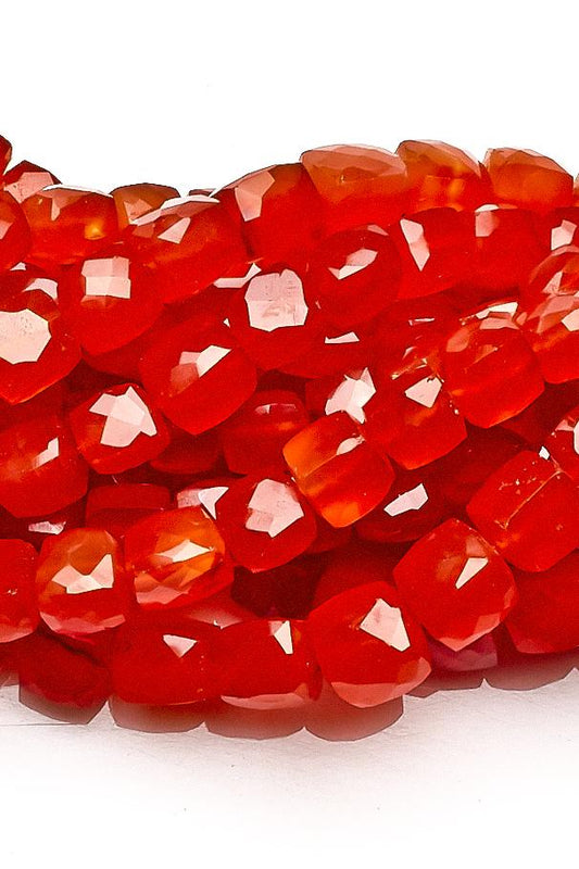 Carnelian Orange Cube Faceted Natural Beads