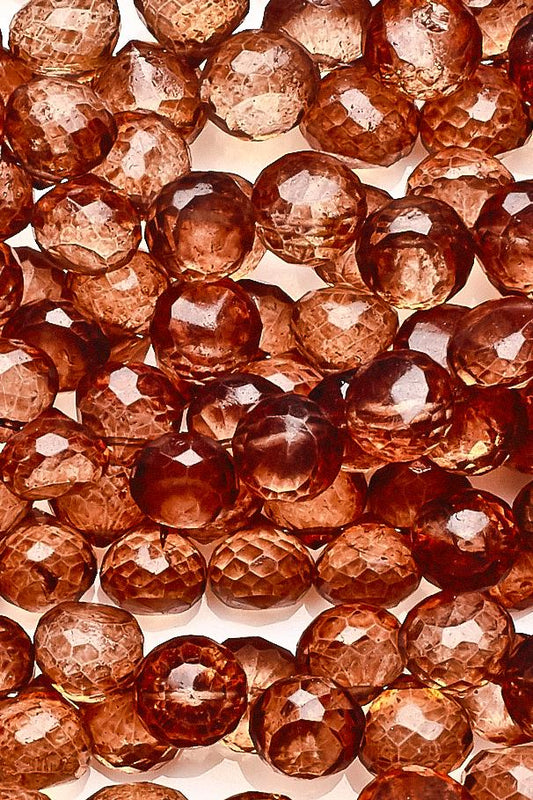 Crystal Quartz Dark Brown Onion Faceted Coating Beads