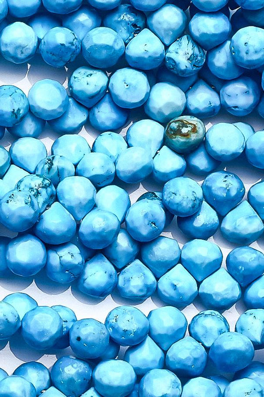 Turquoise Blue Onion Faceted Natural Beads