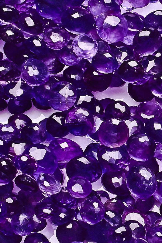 Amethyst Dark Blue Onion Faceted Natural Beads