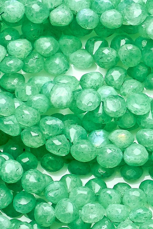 Moonstone Green Onion Faceted Coating Beads