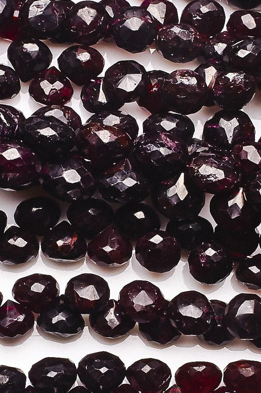 Garnet Dark Red Onion Faceted Natural Beads