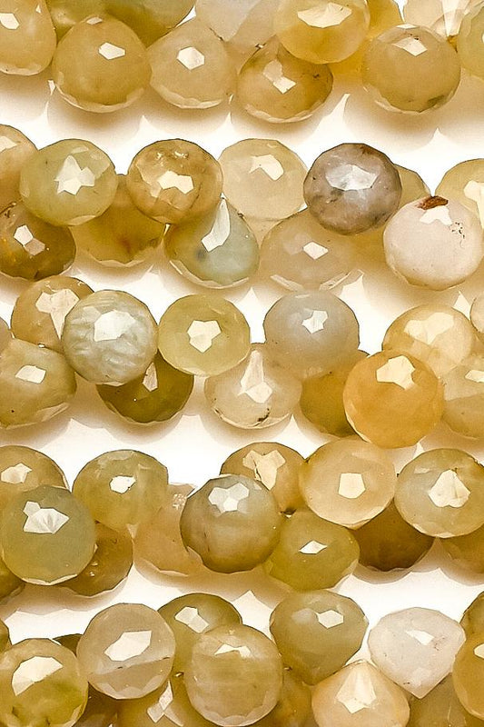 Cats Eye Shaded Green Onion Faceted Natural Beads