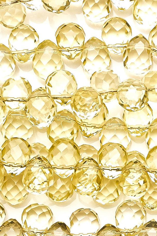 Lemon Quartz Yellow Drop Faceted Natural Beads