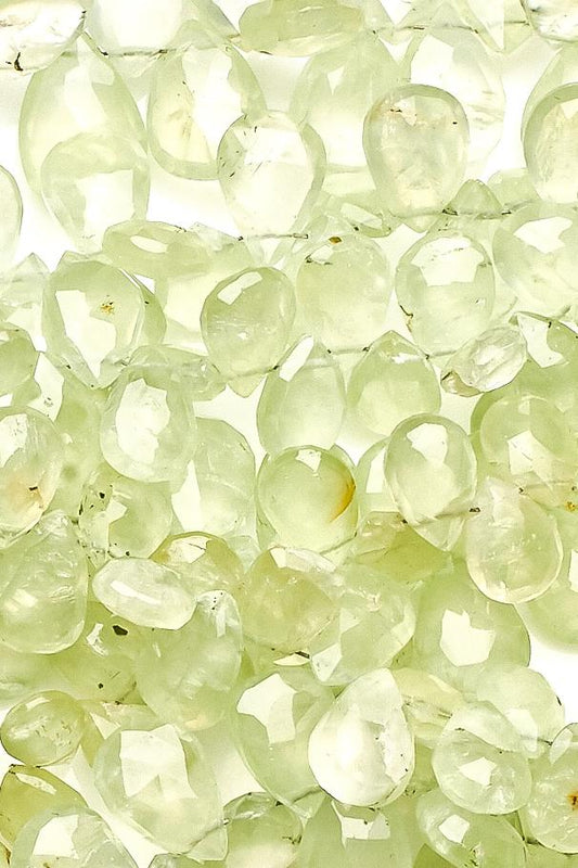 Prehnite Light Green Pear Faceted Natural Beads