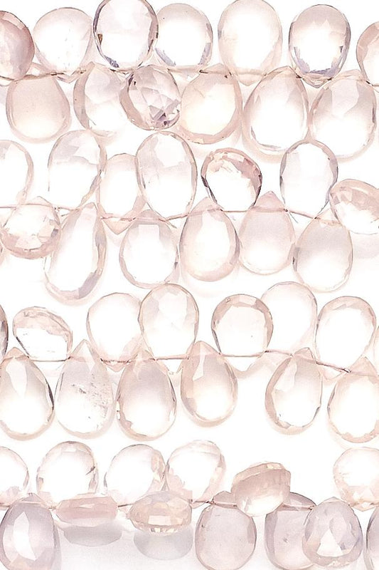 Rose Quartz Pink Pear Faceted Natural Beads