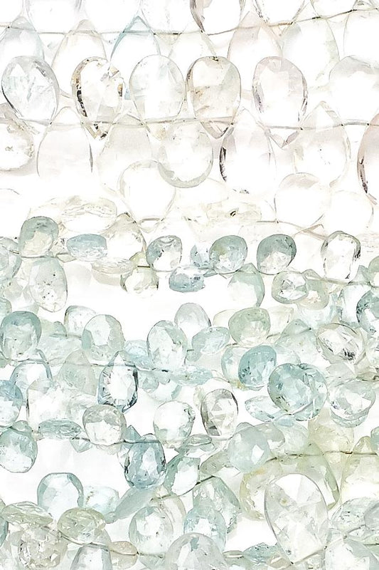 Aquamarine Sky Blue Pear Faceted Natural Beads
