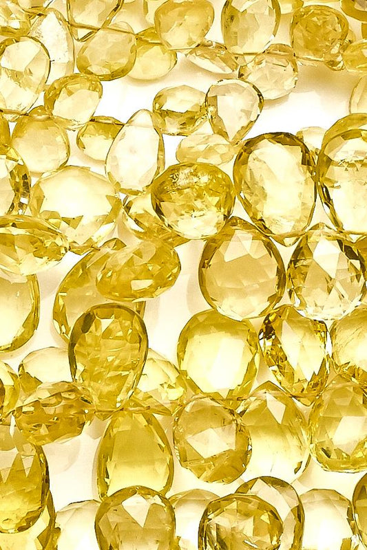 Lemon Quartz Yellow Pear Faceted Natural Beads