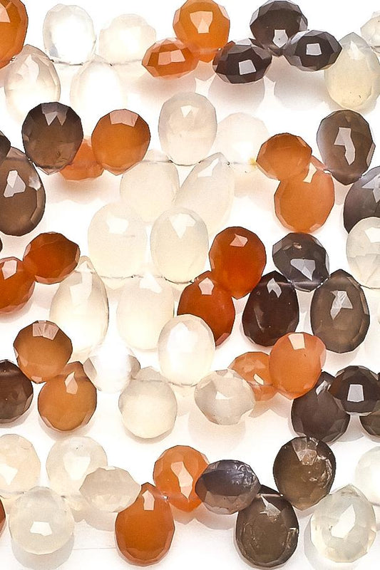 Moonstone Multi Color Pear Faceted Natural Beads