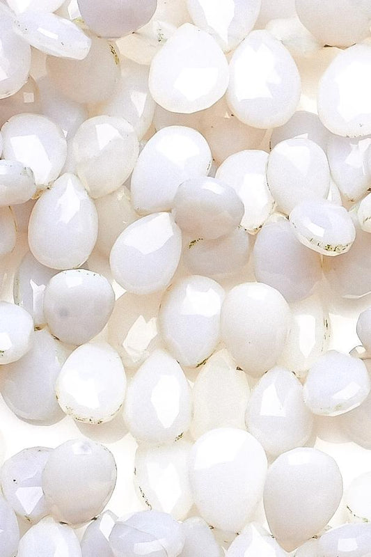Chalcedony Light Blue Pear Faceted Natural Beads