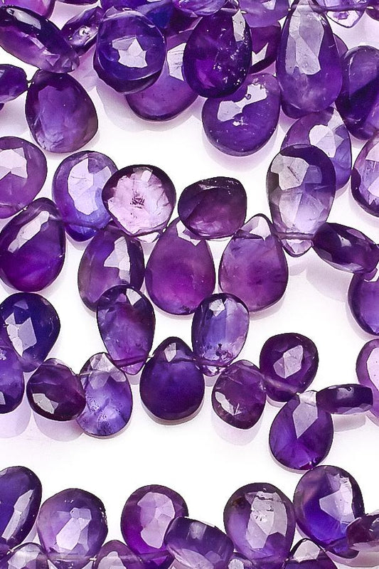 Amethyst Dark Blue Pear Faceted Natural Beads