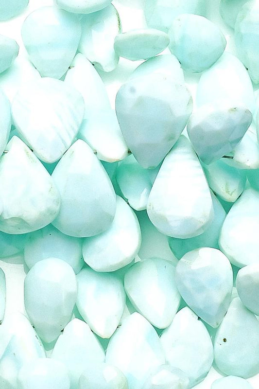 Opal Sky Blue Pear Faceted Natural Beads