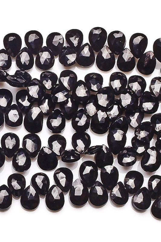 Black Spinel Black Pear Faceted Natural Beads