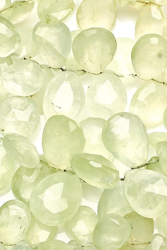 Prehnite Green Pear Faceted Natural Beads